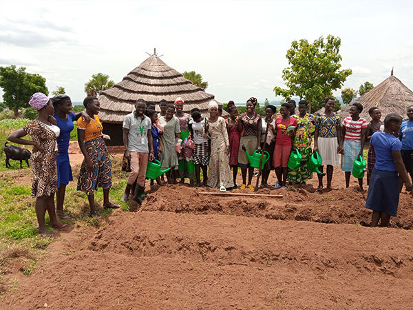 RICE WN Members Teenage Mothers Group establishing their kitchen garden in Pawor sub county MID
